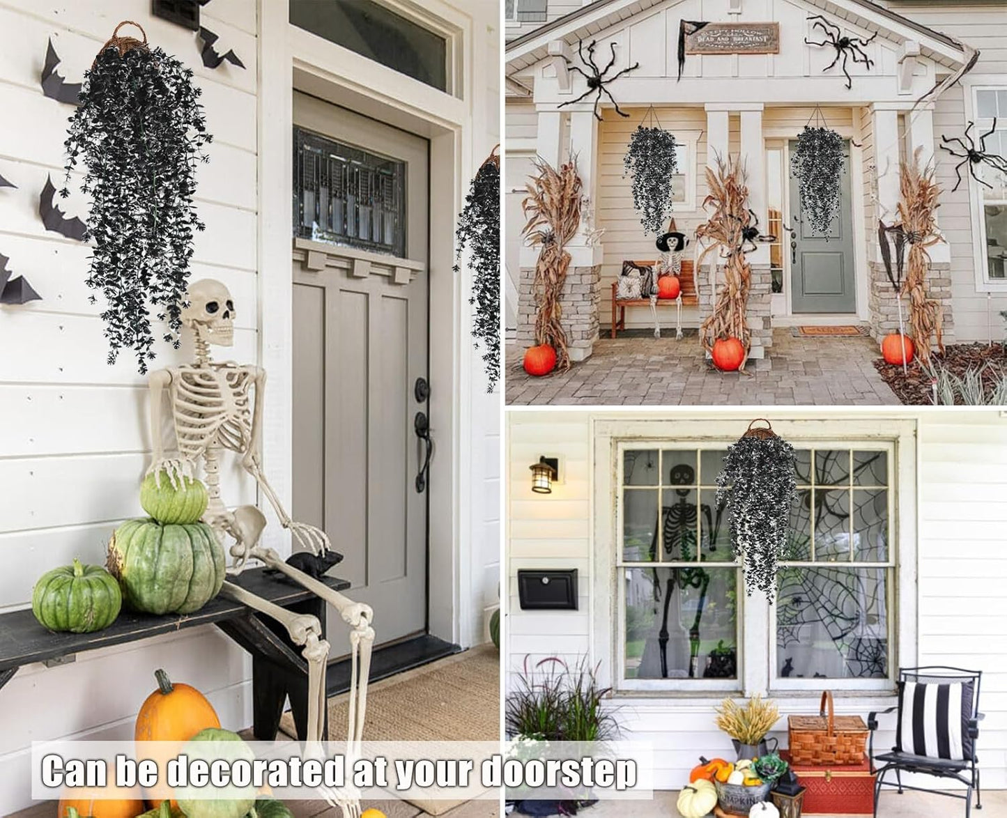 RECUTMS Artificial Hanging Plants Fake Hanging Plant Faux Eucalyptus Leaf Greenery Vine Outdoor UV Resistant Plastic Plants Home Garden Wedding Party Indoor Outdoor Decorations(White)
