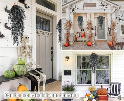 RECUTMS Artificial Hanging Plants Fake Hanging Plant Faux Eucalyptus Leaf Greenery Vine Outdoor UV Resistant Plastic Plants Home Garden Wedding Party Indoor Outdoor Decorations(White)