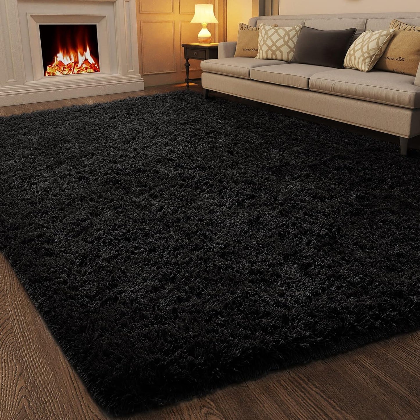 Ophanie Round Rugs 5Ft Ivory Circle Area Rug, Nursery Room Decor, Christmas Aesthetic Bedroom Home Circular Carpet 5 Foot, Fluffy Fuzzy Shag Plush Cream Living Room Rugs for Kids Boys Girls Teen Baby