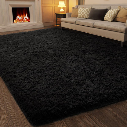 Ophanie Round Rugs 5Ft Ivory Circle Area Rug, Nursery Room Decor, Christmas Aesthetic Bedroom Home Circular Carpet 5 Foot, Fluffy Fuzzy Shag Plush Cream Living Room Rugs for Kids Boys Girls Teen Baby
