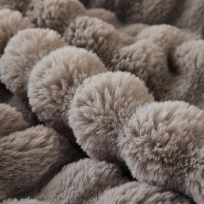 COOVA Faux Fur Throw Blanket for Couch, Cozy Soft and Fuzzy Plush Rabbit Fur Bubble Blanket for Sofa Bedroom Living Room, 50x60 Inches Tie Dye Brown
