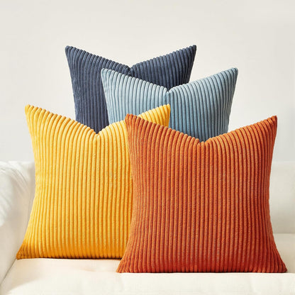 Topfinel Decorative Throw Pillow Covers Cushion Cases, Set of 4 Soft Velvet Modern Double-Sided Designs, Mix and Match for Boho Farmhouse Fall Home Decor (18x18 inch, Orange/Teal)