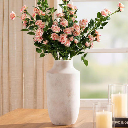 Mitt&Ditt Ceramic Flower Vase with Handles, 11 inch Tall Vase for Centerpieces, Large Decorative Terracotta Vases, Farmhouse Rustic Vases for Home Decor, Living Room, Table, Neutral