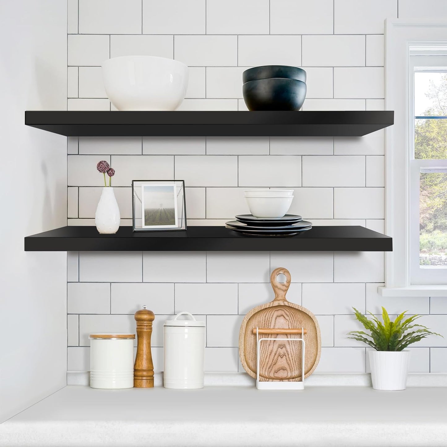 Sorbus Floating Shelves for Wall - 48 Inch Long Bathroom Shelves, Wall Decor for Bedroom, Kitchen, Living Room & Book Storage - Mounted Floating Shelf with Invisible Brackets (Maple Wood, 2 Pack)