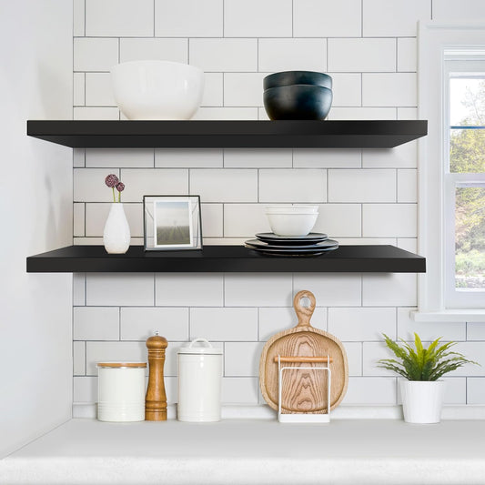 Sorbus Floating Shelves for Wall - 48 Inch Long Bathroom Shelves, Wall Decor for Bedroom, Kitchen, Living Room & Book Storage - Mounted Floating Shelf with Invisible Brackets (Maple Wood, 2 Pack)
