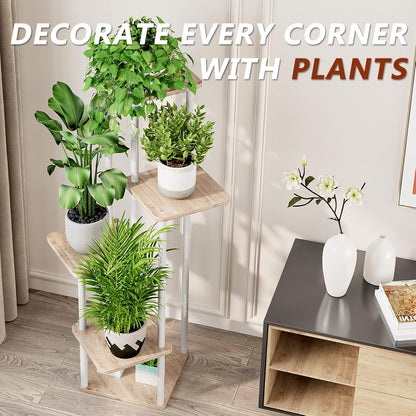 AZERPIAN Plant Stand 5 Tier Indoor Metal Flower Shelf for Multiple Plants Corner Tall Flower Holders for Patio Garden Living Room Balcony Bedroom, Black (5 Tier-Black)