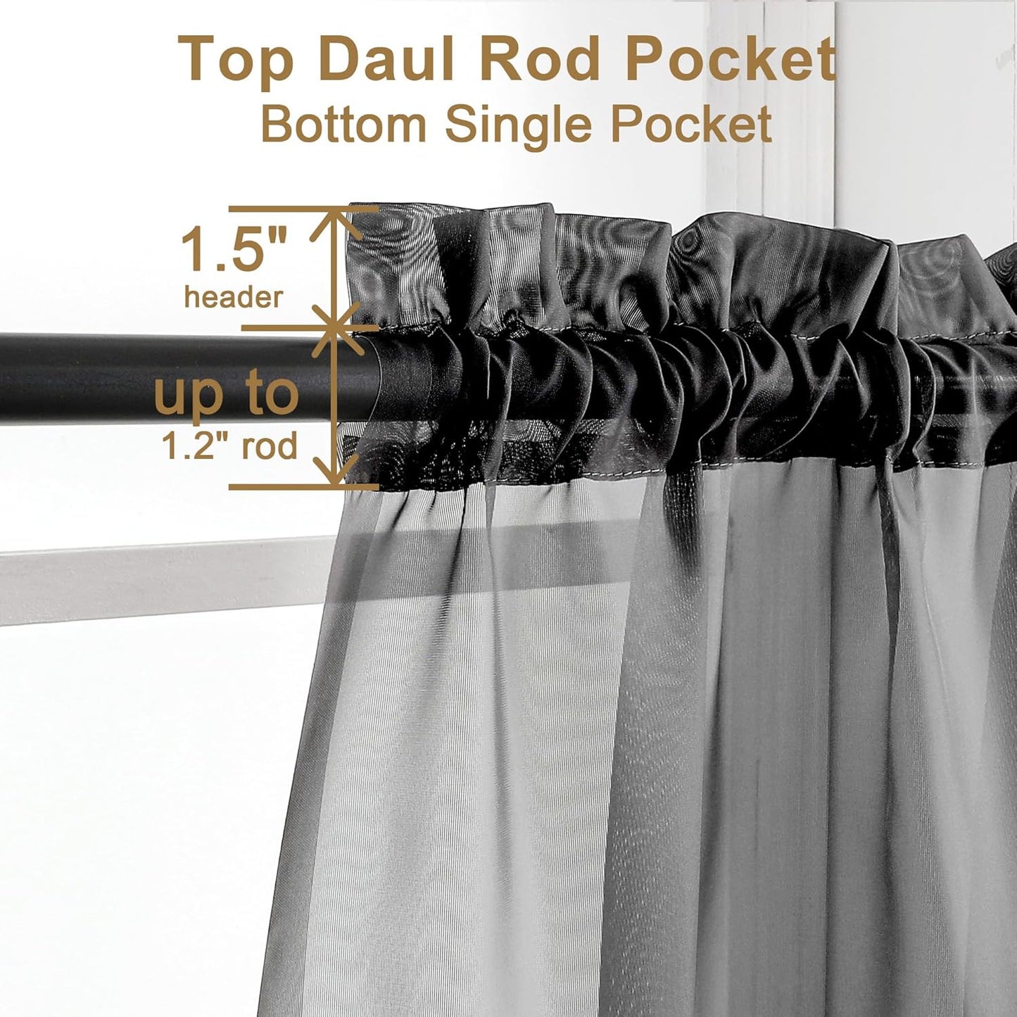 Chyhomenyc Sheer White Valances for Windows 2 Pack, Small Window Curtains for Living Room Bathroom Cafe Laundry Basement, Modern Top Dual Rod Pocket Voile Curtain, 42W x 14L inches, White - Colors B