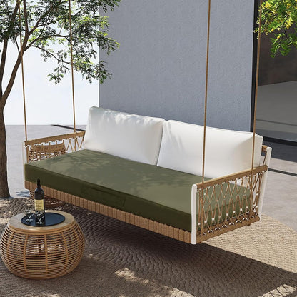 Outdoor Bench Cushion 48x18 Inch Waterproof with Memory Foam,Patio Bench Cushions for Outdoor/Indoor Furniture Porch Swing Cushion with Handle and Adjustable Strap,Navy Bule