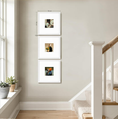 eletecpro 12x12 Picture Frames Set of 9 with Clear Acrylic Cover, Display 8x8 Photos with Mat or 12x12 Without, Classic and Sturdy Square Collage Gallery Wall Decor, Easy Wall Mount, Black