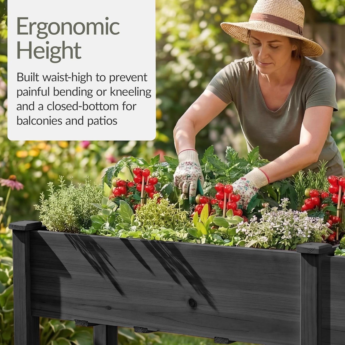 Best Choice Products 72x24x30in Raised Garden Bed, Elevated Wood Planter Box Stand for Backyard, Patio, Balcony w/Divider Panel, 6 Legs, 300lb Capacity - Natural