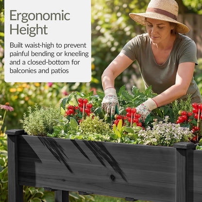Best Choice Products 72x24x30in Raised Garden Bed, Elevated Wood Planter Box Stand for Backyard, Patio, Balcony w/Divider Panel, 6 Legs, 300lb Capacity - Natural