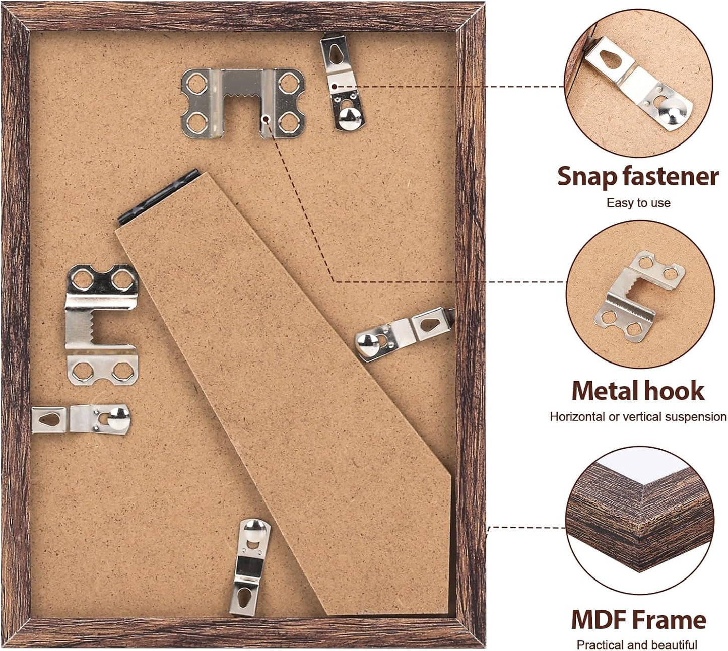 Fixwal Picture Frames Set, Gallery Wall Frame Set Picture Frames Collage 15 Pack for Wall or Tabletop with 8x10 5x7 4x6 Frames, Soft Earth Tones