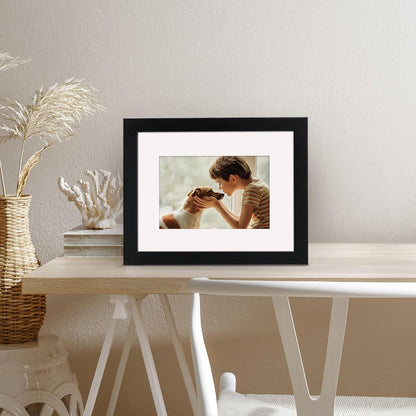 Americanflat 8x10 Picture Frame with Shatter-Resistant Glass - Use as 5x7 Frame with Mat or Display 8x10 Photo Without Mat - Signature Collection - Picture Frames for Tabletop and Wall Display - Black