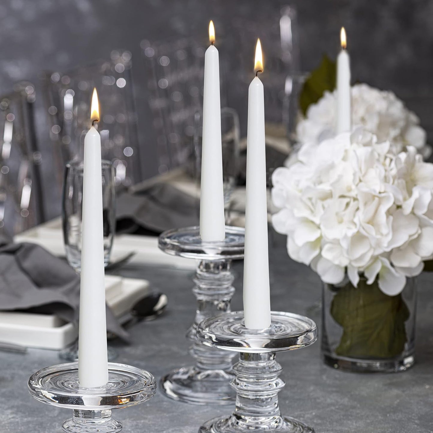 BOLSIUS Ivory Taper Candles - 10 Pack Unscented 10 Inch Dinner Candle Set - 8 Hours Burn Time - Premium European Quality - Smokeless and Dripless Household, Wedding, Party, and Home Décor Candlesticks