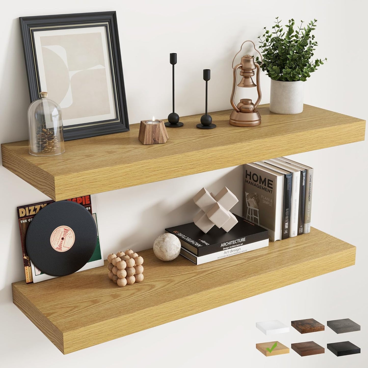 72 Inch Long Floating Shelves for Wall Set of 2, 12"D Wood Grain Bathroom Shelves with Invisible Brackets, Easy Install Engineered Wood Storage Shelves for Kitchen, Living Room, Bedroom, Black Finish