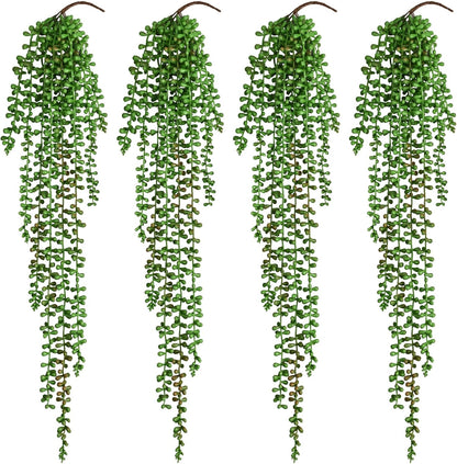 Waipfaru 4Pcs Fake Hanging Plants 2.7ft Fake Plants Eucalyptus Leaves UV Resistant Fake Vines Ivy Artificial Plants Outdoor Faux Plants Indoor Bedroom Living Room Boho Wall Porch Shelf Decor