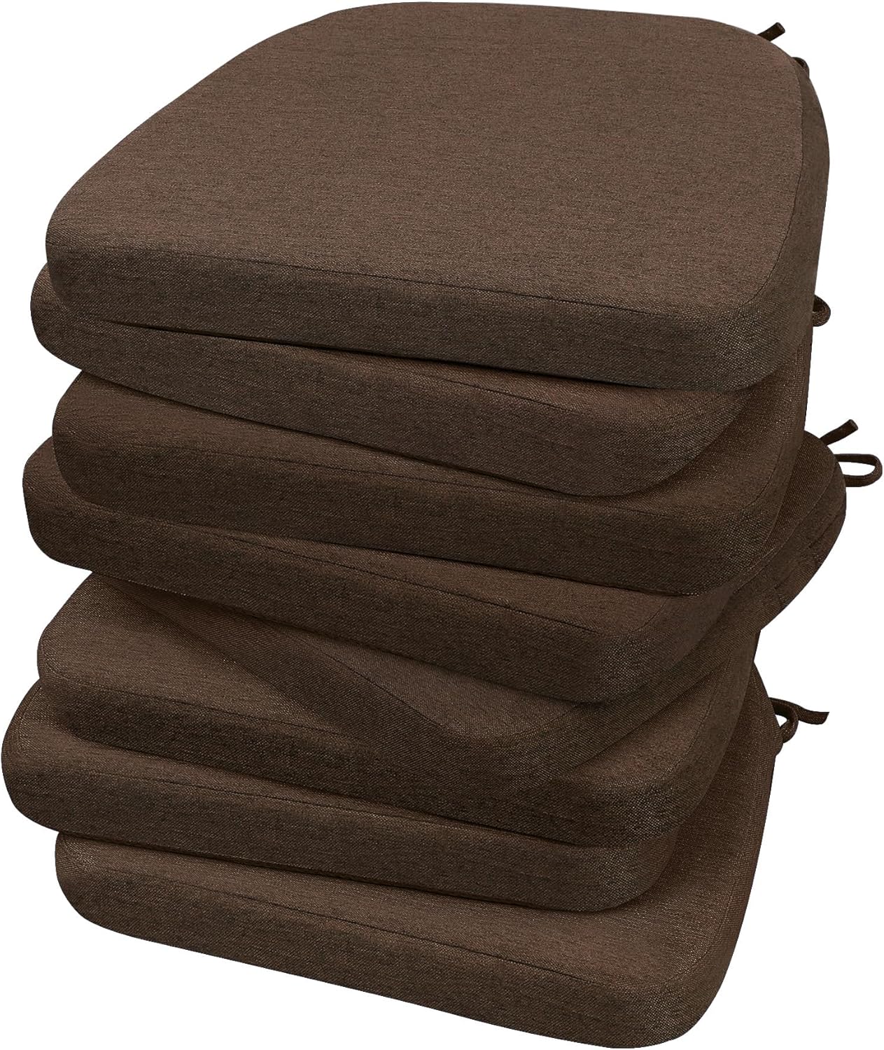 AAAAAcessories D-Shaped Chair Cushions, 2" Thick Dining Chair Pads with Ties and Removable, Machine-Washable Cover, 17" x 16", Set of 4, Oatmeal Beige - Colors A