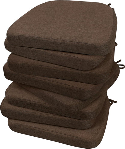 AAAAAcessories D-Shaped Chair Cushions, 2" Thick Dining Chair Pads with Ties and Removable, Machine-Washable Cover, 17" x 16", Set of 4, Oatmeal Beige - Colors A