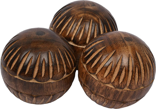 EDHAS Decorative Mango Wood Round Balls Set of 3 for Centerpiece or Individual Use Ideal for Use in Tray Bowl or Basket Decor