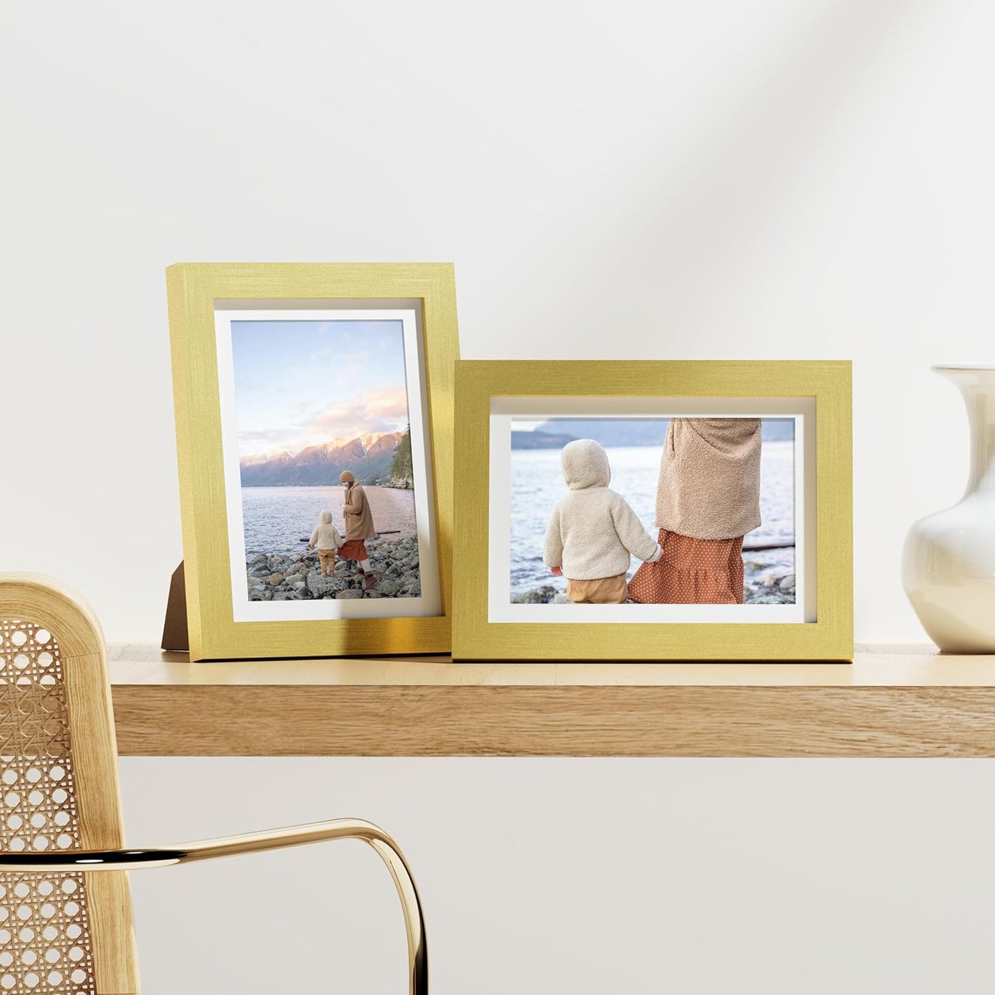 Vittanly 8x10 Picture Frames Set of 9, Shatter Resistant Plexiglass, Display 5x7 Pictures with Mat or 8x10 without Mat, Photo Frames for Wall or Tabletop, Engineered Wood, Black - Colors A