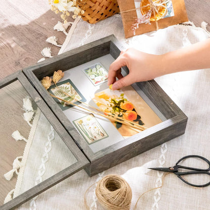 Califortree 8x10 Shadow Box Frame with Linen Back - Sturdy Rustic Memory Display Case of Flower, Pictures, Medals and More, White