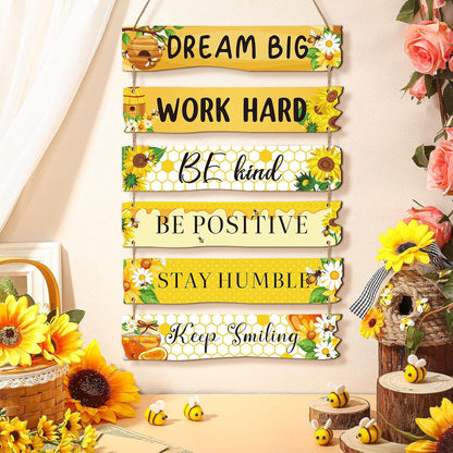 6 Pieces Rustic Wall Hanging Plaque Sign Inspirational Wall Art Farmhouse Wooden Door Signs Positive Plaque with Quotes Motivational Quote Decor for Office Bedroom Living Room(Retro Style)