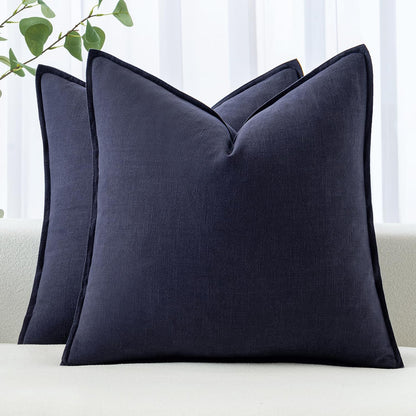 MIULEE Decorative Linen Euro Sham Pillow Covers 26x26 Cream White Boho Farmhouse Neutral Couch Throw Pillows for Bed Pack of 2 Accent Modern Pillowcase Sofa Livingroom Home Decor