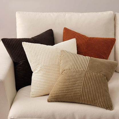 MIULEE Teal Orange Decorative Throw Pillow Covers 18x18 Inch Set of 4 Boho Corduroy Striped Cushion Cases Modern Farmhouse Patchwork Pillow Cases for Couch Sofa Bedroom Home Decor
