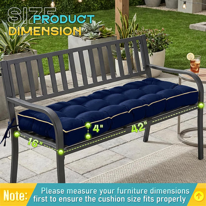 Outdoor Bench Cushion, Tufted Patio Seat Pad for Garden Bench, Porch Swing, Indoor/Outoor Furniture (Blue, 48X18X4 inch)