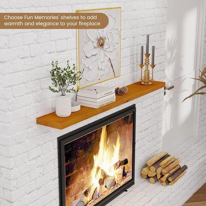 Floating Shelves 36 Inches Long - 8 Inch Deep Rustic Premium Solid Pine Wood for Storage - Farmhouse Wall Mounted for Living Room - Heavy-Duty Metal Bracket - 36" W x 8" D - Set of 2 - White Color