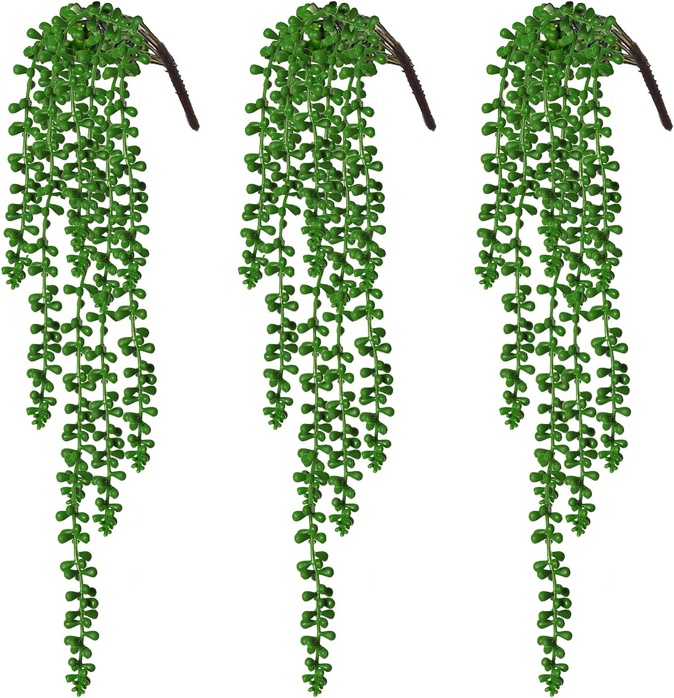 RECUTMS 6pcs Artificial Succulents Hanging Plants Fake Hanging String of Pearls Plant Faux Greenery Wall Plants for Spring Indoor Outdoor Home Bedroom Patio Garden Easter Decor