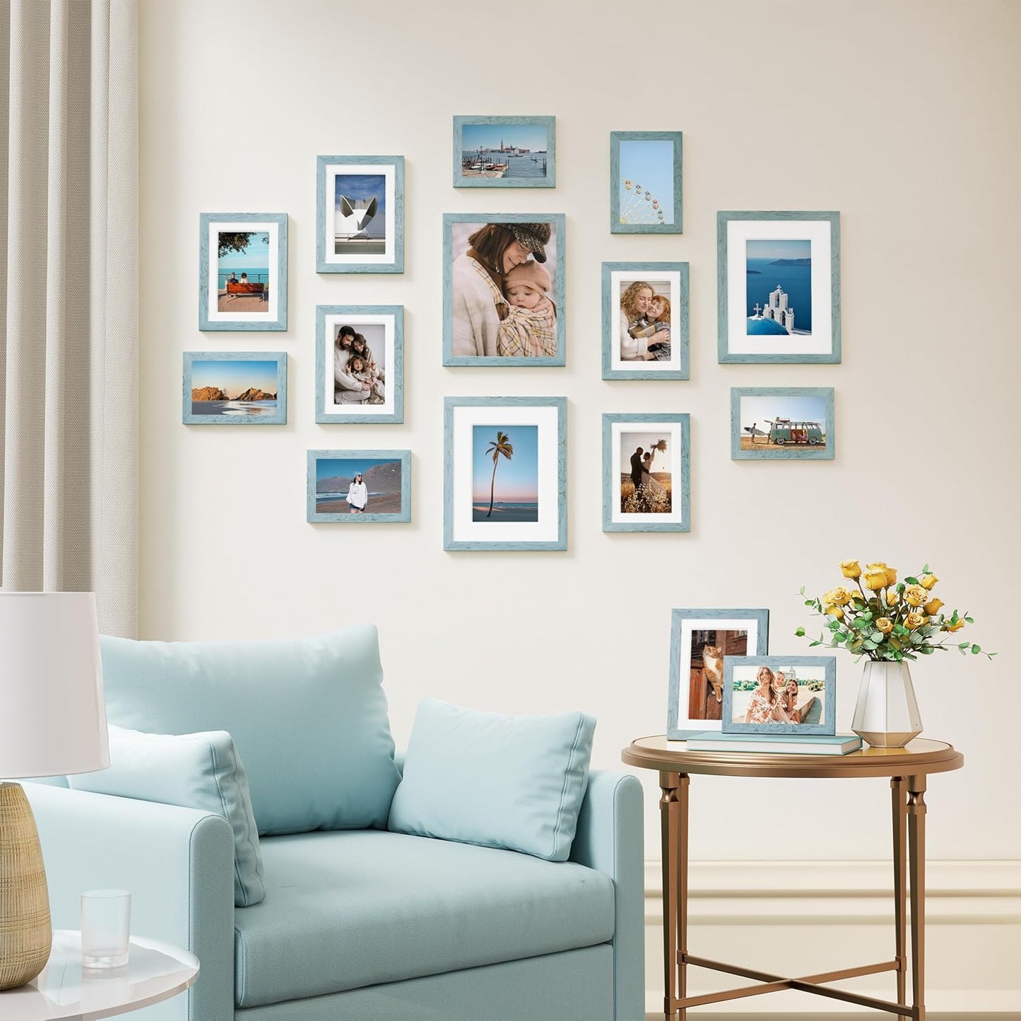 Vittanly 15 Pack Picture Frames Collage Wall Decor for Mounting or Tabletop Display, Gallery Frame Set for Family, Multi Sizes Including 3pcs 8x10, 6pcs 5x7, 6pcs 4x6, Black