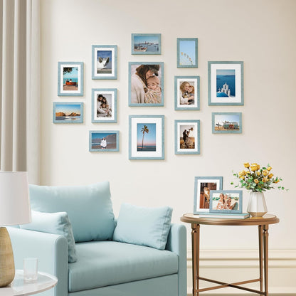 Vittanly 15 Pack Picture Frames Collage Wall Decor for Mounting or Tabletop Display, Gallery Frame Set for Family, Multi Sizes Including 3pcs 8x10, 6pcs 5x7, 6pcs 4x6, Black