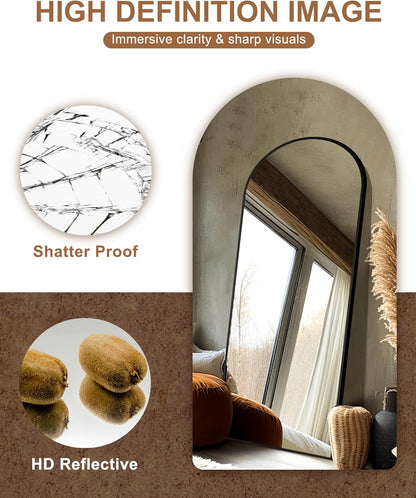 Delma Arched Mirror Full Length,Standing Mirror Full Body,Large Floor with Stand for Wall Entryway Door Bedroom Bathroom Living Room