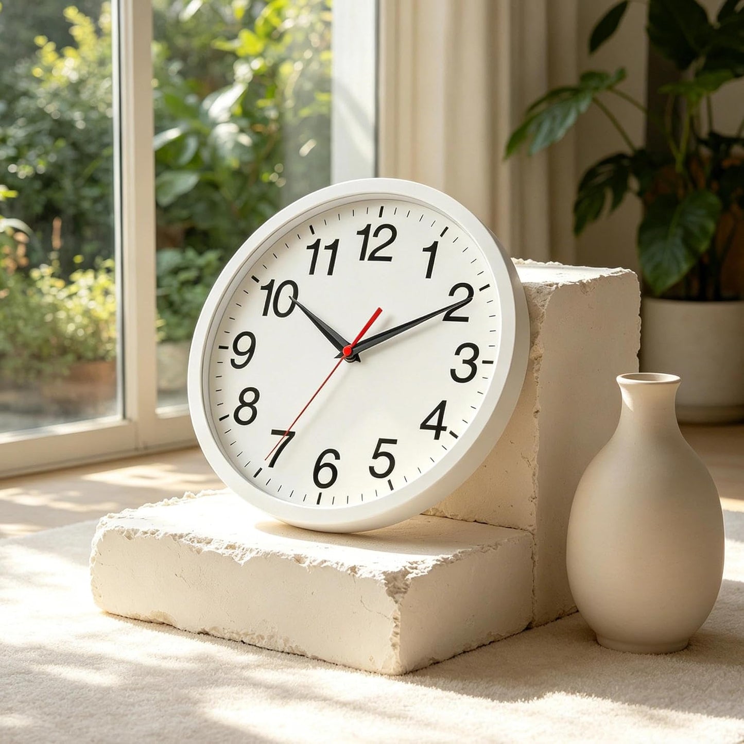 Rohioue Wall Clock Modern 8 Inch Battery Operated Silent Non Ticking Small Analog Clock for Living Room Office Home Bedroom Kitchen Bathroom(Black)