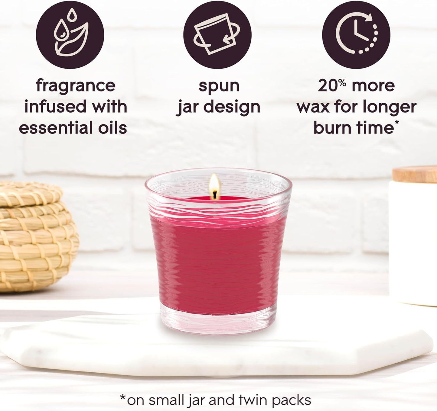 Glade 1-Wick Scented Candle Jar, Angel Whispers, Air Freshener Infused with Essential Oils, 4.08 Oz, 2 Count
