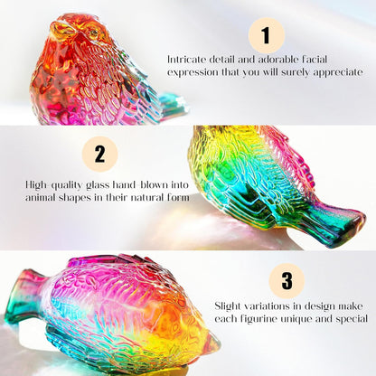 H&D HYALINE & DORA Blue Glass Bird Figurines Bird Gifts for Bird Lovers Women Crystal Glass Animal Figurine Collectible for Home Shelf Decor