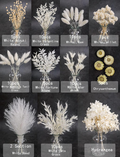 DIY Natural Dried Flower Set, Bulk Dried Flowers for Vase, Dried Flowers with Stems, Dried Roses, Mini Dried Flower Bouquets.(Brown)
