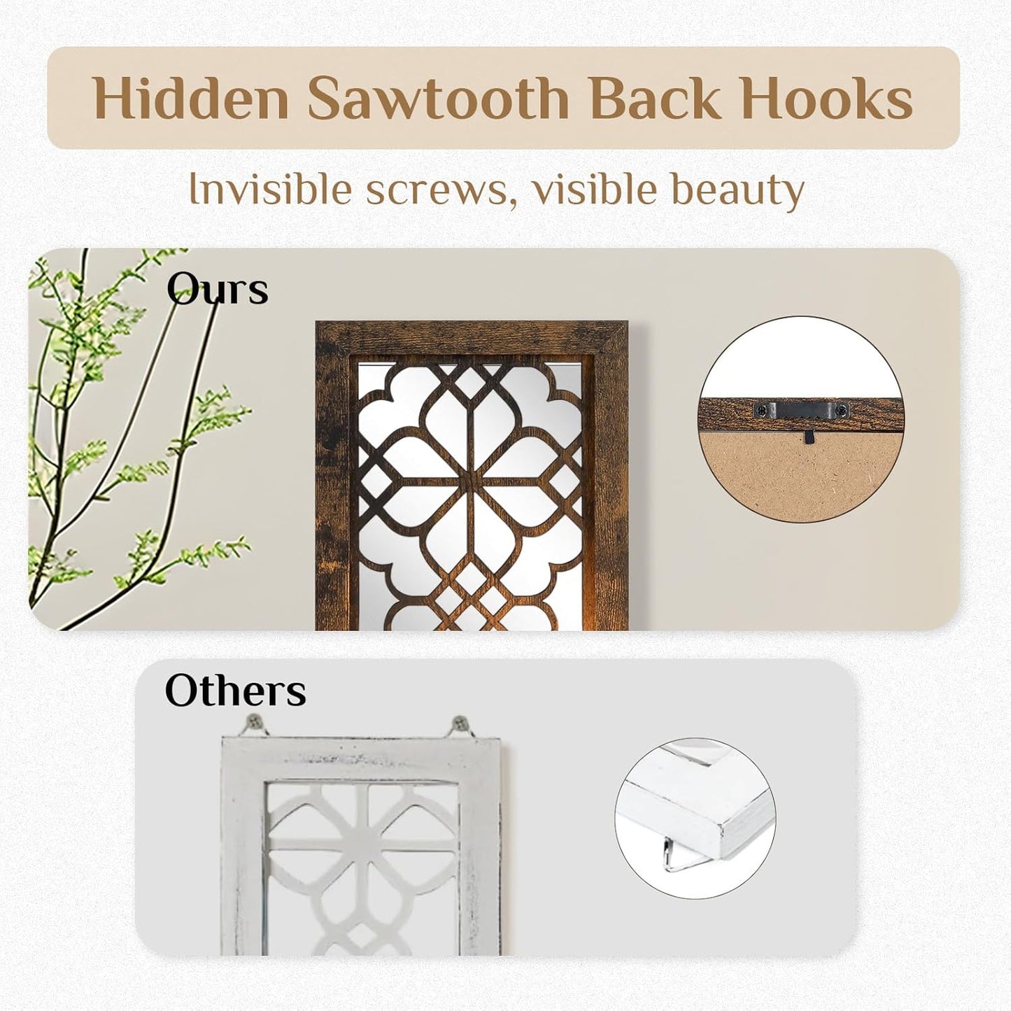 Farmhouse Wall Candle Holder Decor: Rustic Candle Sconces Set of Two for Pillar Candles - Brown Wooden Shelving for Fireplace Bathroom Hallway
