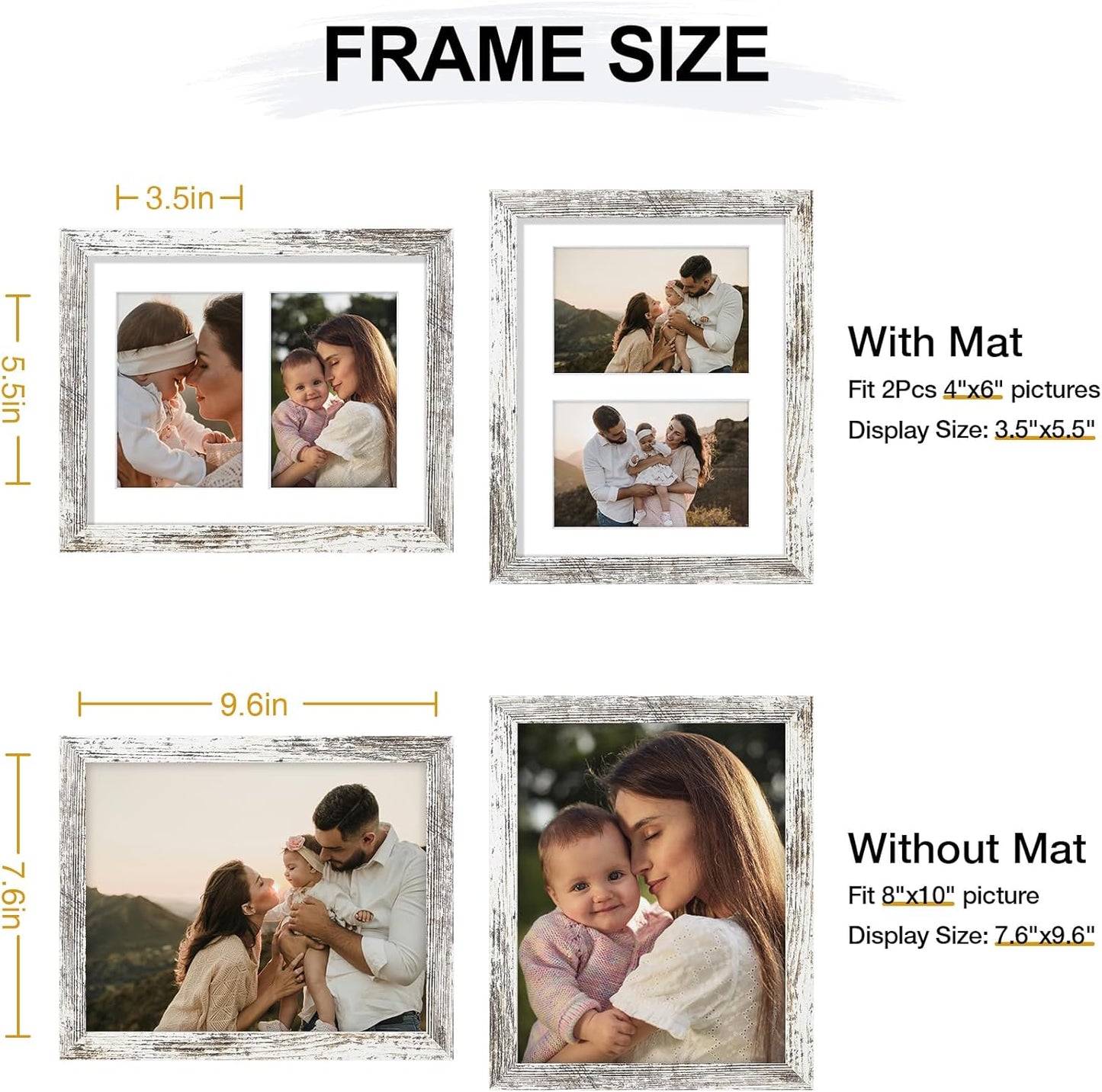 Vittanly 11x14 Collage Picture Frame, Displays 5Pcs 4x6 Pictures with Mat or 1Pcs 11x14 without Mat for Wall Mounting, Picture Frames Collage Wall Decor in Black, 1 Pack