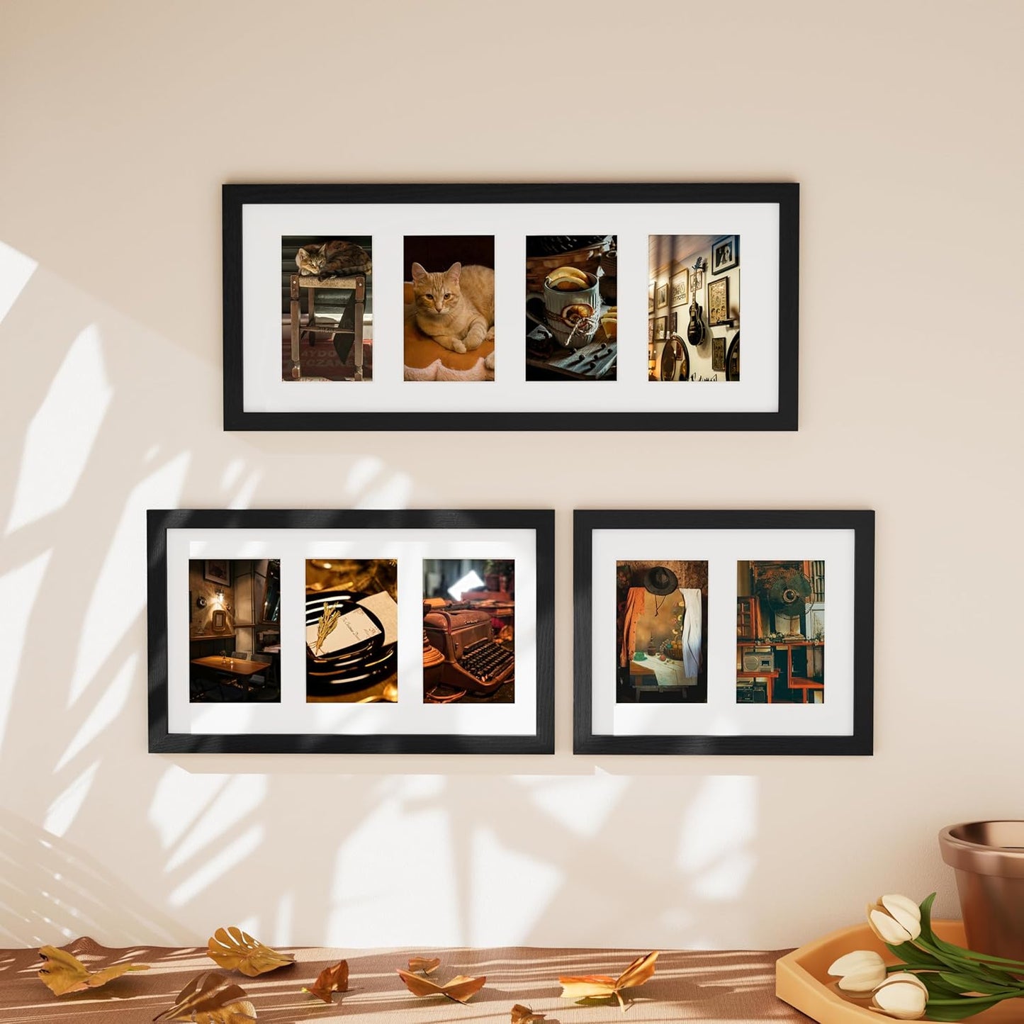 Vittanly 11x14 Collage Picture Frame, Displays 5Pcs 4x6 Pictures with Mat or 1Pcs 11x14 without Mat for Wall Mounting, Picture Frames Collage Wall Decor in Black, 1 Pack