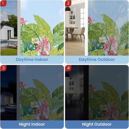 ADD.HERES Window Privacy Film,Colorful Floral Window Stickers,Removable DIY Bouquet Static Clings, Decals for Home School Office Party Supplies, Wildflower Reverie‌, 17.5 x 78.7 in