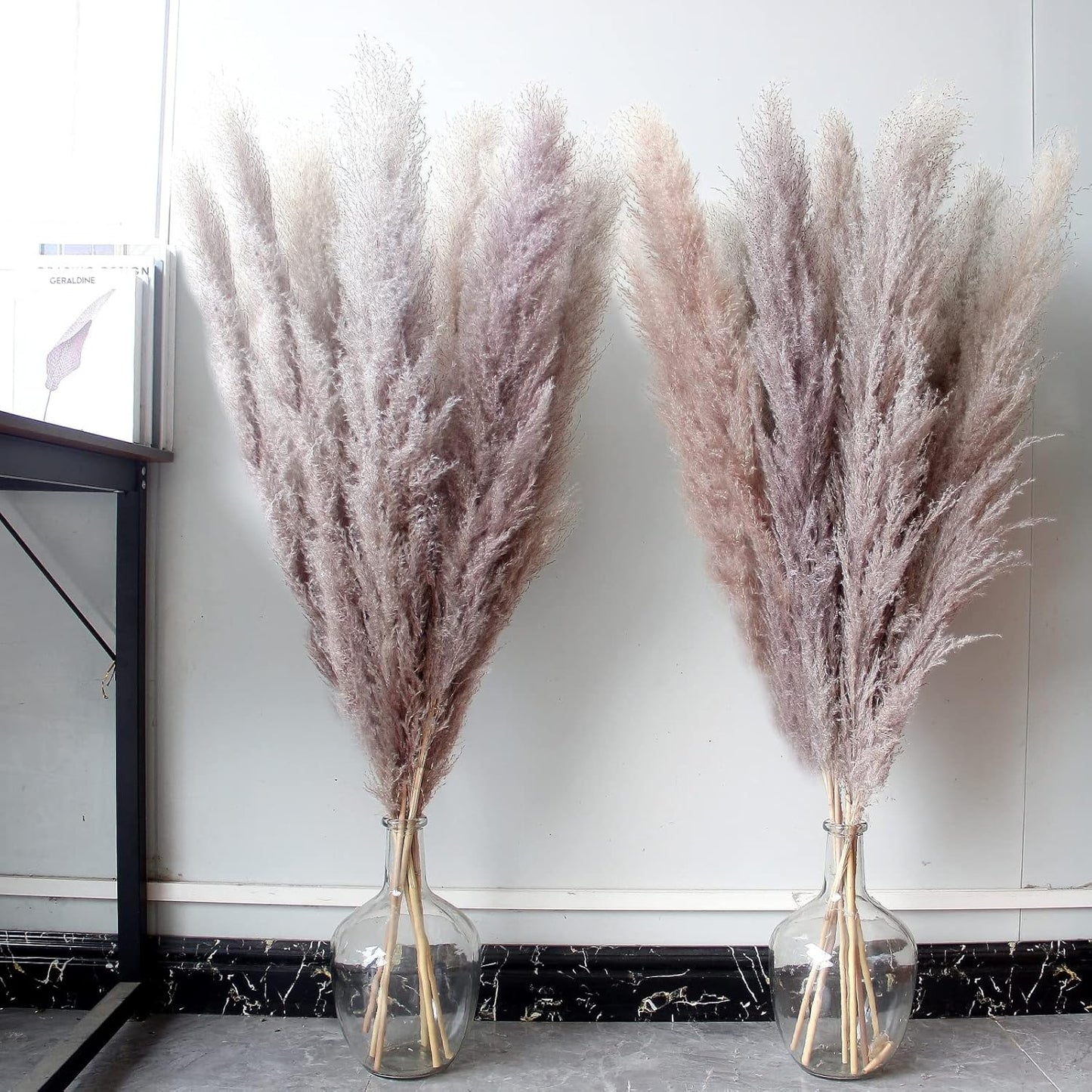 46" inch 10 Stems Natural Pampas Grass Decor Tall, Pompas Grass, Tall Pampas Grass for Weddingm, Farmhouse, Boho Home Decor (Beige)