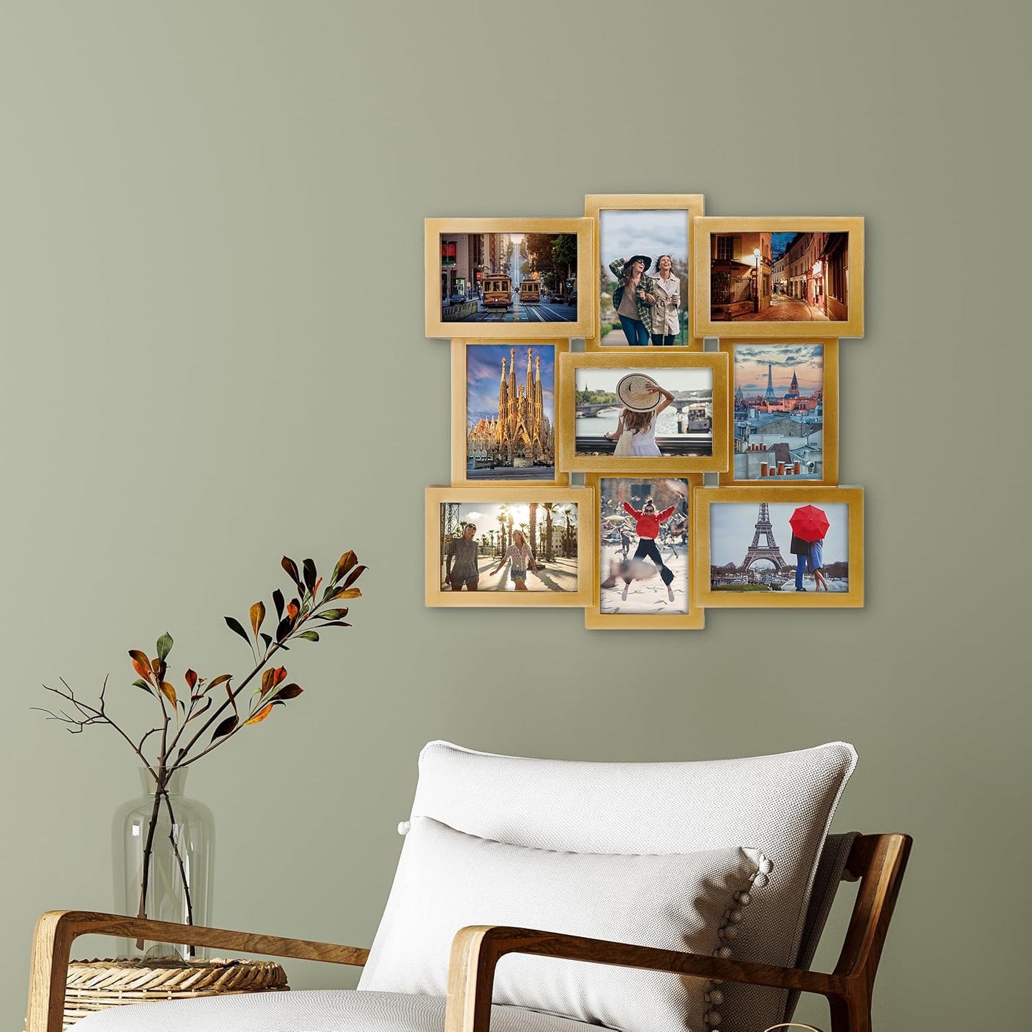 MELANNCO Collage Picture Frame for Wall, Holds 12 Photos - Six 4x6 and Six 6x4 Images, 18x23 Inch Black Plastic Frame, Hang Horizontal or Vertical, Gallery Wall Decor