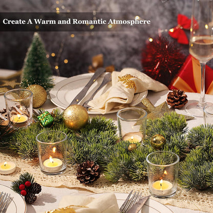 Letine 36-Pack Votive Candle Holders - Clear Glass Tea Light Holders - Glass Votive Candle Holder Bulk for Wedding Centerpieces/Home Table Decor/Propose/Christmas and Spring Party Decor