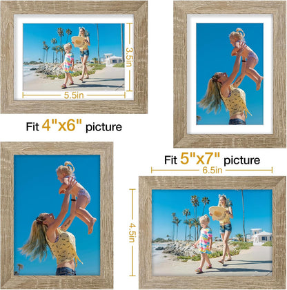 Vittanly 8x10 Picture Frames Set of 9, Shatter Resistant Plexiglass, Display 5x7 Pictures with Mat or 8x10 without Mat, Photo Frames for Wall or Tabletop, Engineered Wood, Black - Colors B
