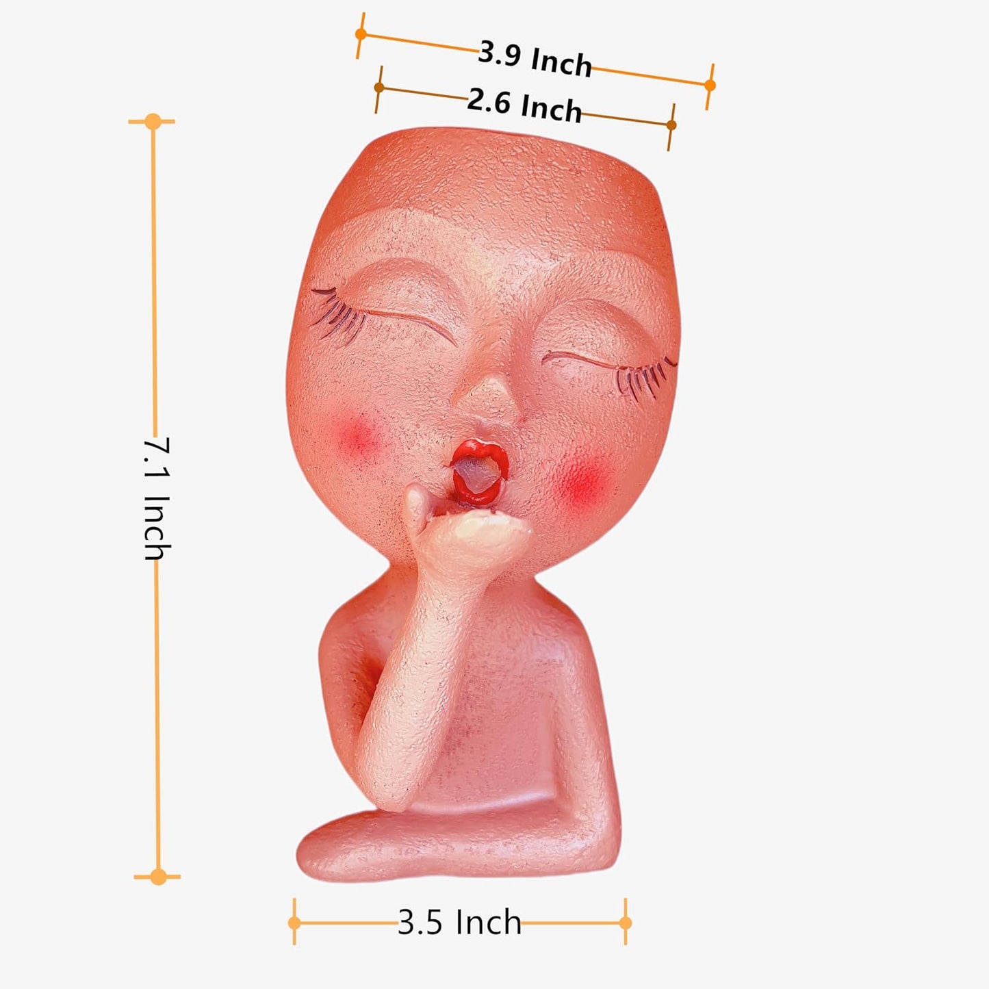 Handmade Face Flower Pots Standing Air Kiss Head Planter Pot for Trailing Plants Cute Succulent Planter Resin Planters Funny Face Planters with Anti-Friction Pads White 1Pack