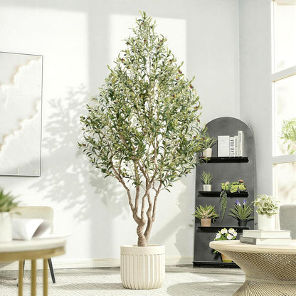8ft Faux Olive Tree - Large Artificial Olive Tree with Realistic 1750 Leaves and 145 Olives - Lush and Elegant Fake Olive Tree with for Indoor Outdoor Office Living Room Decor