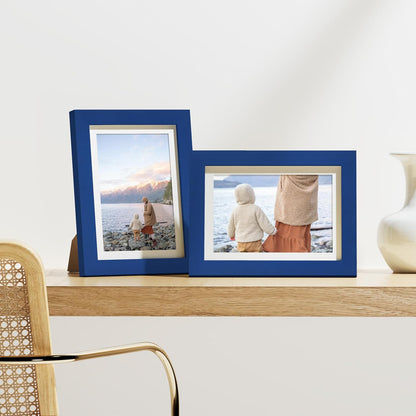 Vittanly 8x10 Picture Frames Set of 9, Shatter Resistant Plexiglass, Display 5x7 Pictures with Mat or 8x10 without Mat, Photo Frames for Wall or Tabletop, Engineered Wood, Black - Colors B