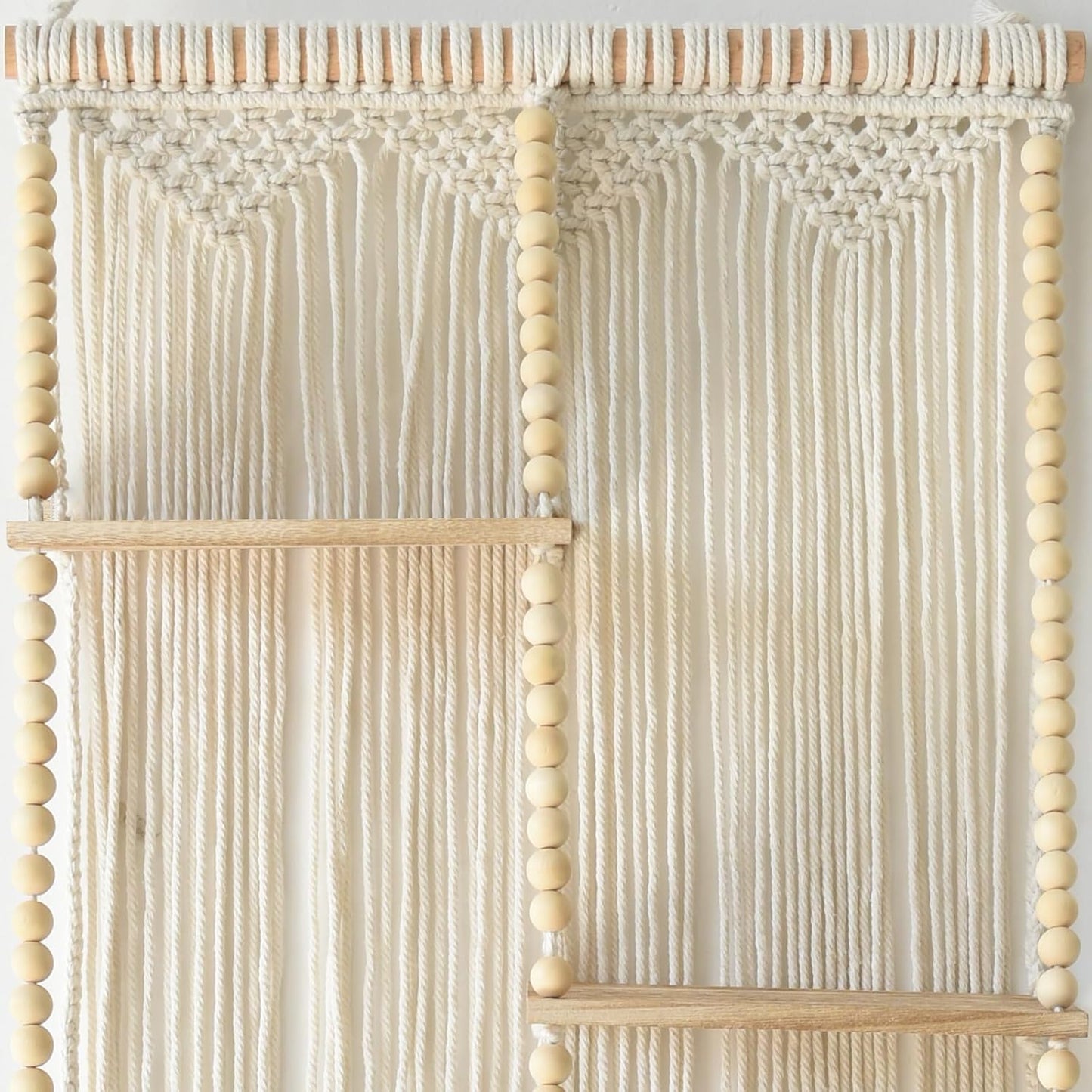 Flber 2 Pcs Macrame Wall Hanging Boho Wall Decor Handmade Macrame Art Tapestry Wedding Macrame Backdrop 13.7" W x 51" L For Living room Bedroom Headboard Decor